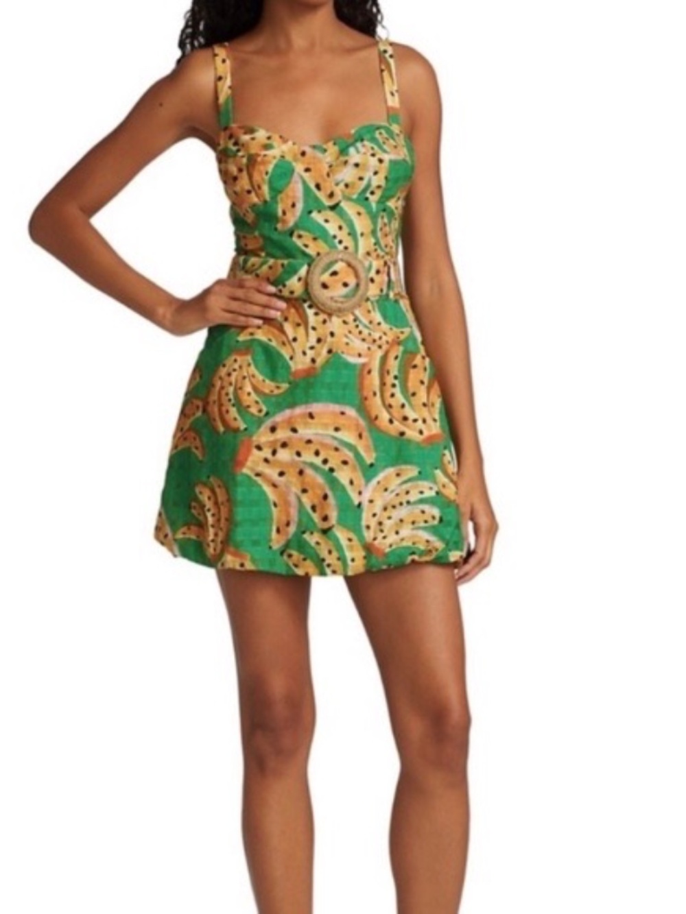 Farm Rio raining bananas belted mini dress size small